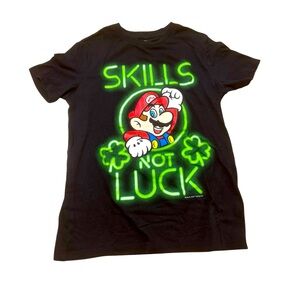 Old Navy | Neon Green andBlack T-Shirt with Mario Bros Graphic Size Large 10/12